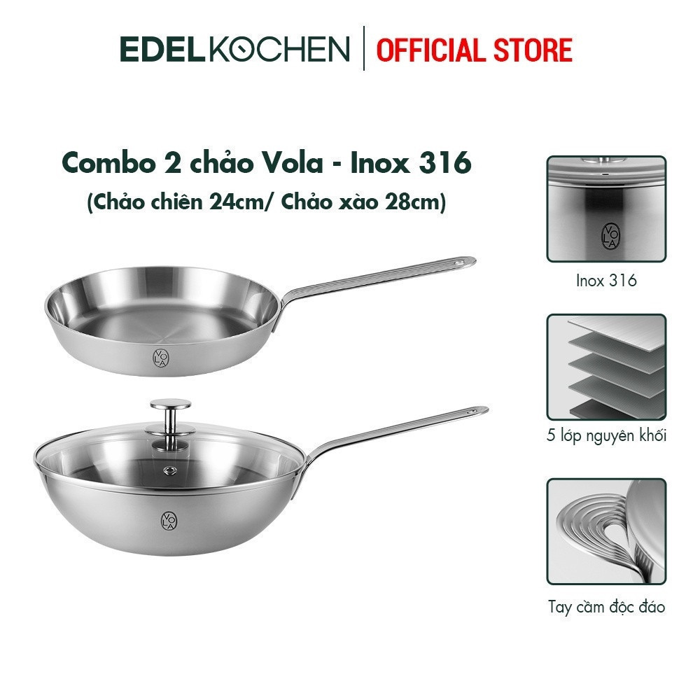 Combo 2 chảo inox 316 Edelkochen Vola Collection - Màu Satin (Chảo ...
