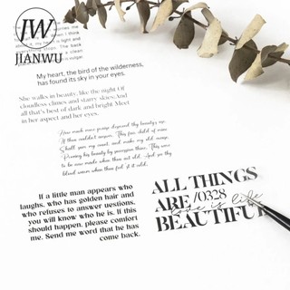 Jianwu 60mm * 200cm Lãng Mạn Dòng Chữ Vintage Tiếng Anh Văn Bản Chất Liệu Cắt Băng PET Sáng Tạo DIY Tạp Chí Văn Phòng Phẩm