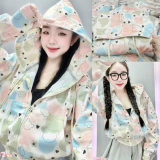 Áo Khoác Nữ Thun Gân In Họa Tiết Hoạt Hình Dễ Thương chất vải dày dặn