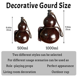 Bình Rượu, Bình Nước Bầu 500ML / 1000ML Dung Tích Lớn, Chất Lượng Cao Bền Trung Quốc Truyền Cảm Hứng Retro Hộp Đựng Đồ Uống Bầu Sáng Tạo Hoạt Động Ngoài Trời