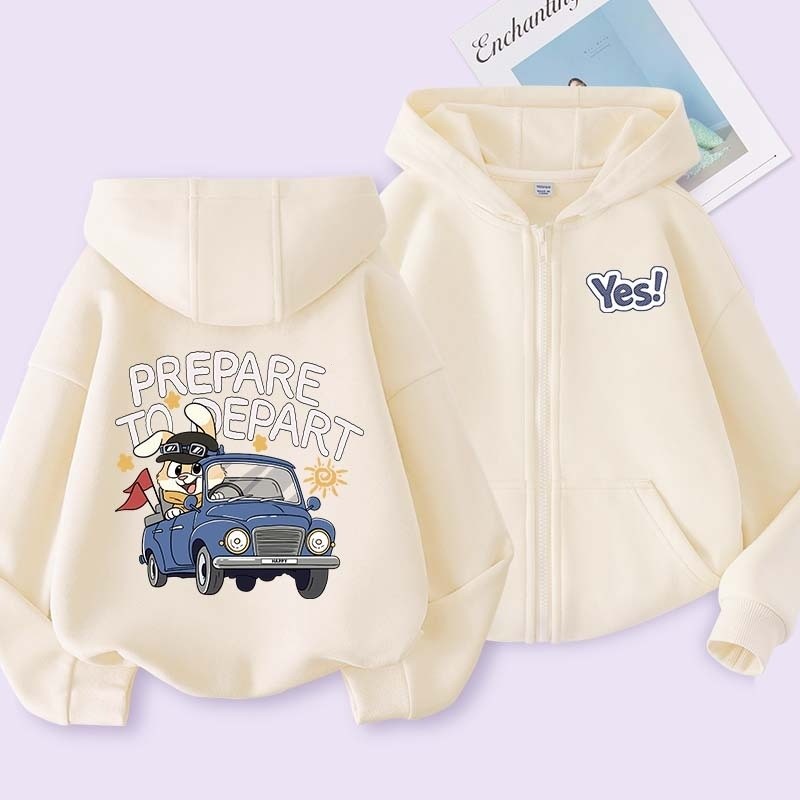 Áo Hoodie bé trai thời trang có xe hơi Áo hoodie khóa kéo dáng rộng thường ngày in hình hoạt hình cho trẻ em
