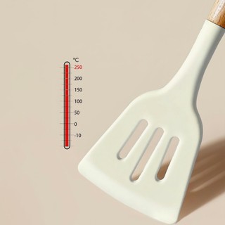 Dụng Cụ Vá Sạn Nấu Ăn Silicon cầm tay cán gỗ phong cách Bắc Âu sang trọng SUNND