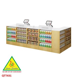 Quầy tiếp tân, thu ngân, tính tiền gỗ MDF QTT431 - VĐ Smart Furrniture NỘI THẤT LẮP RÁP VIENDONGADV
