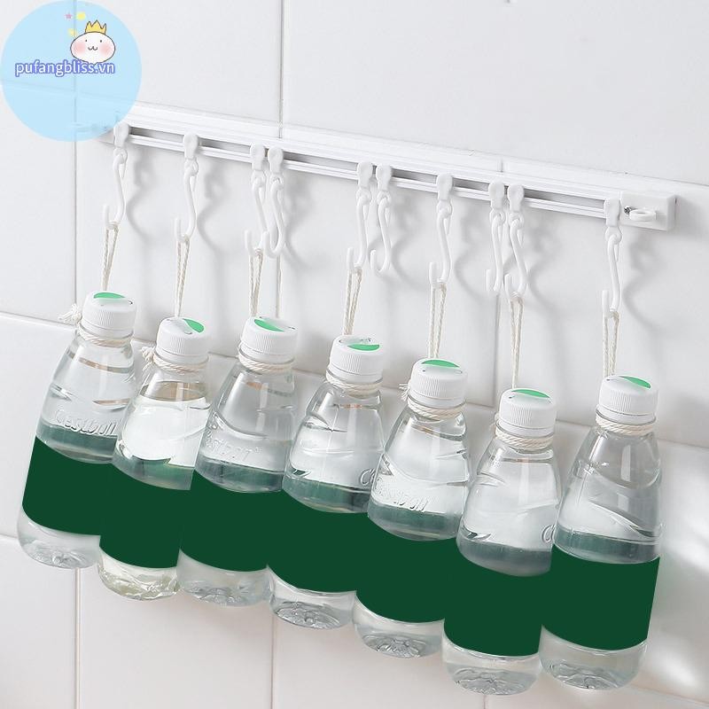 Pufangbliss Nhựa Theo Dõi Hàng Móc Chống Đấm Treo Tường Hàng Dài Móc Có Móc Có Thể Tháo Rời Móc Tủ Tự Dính VN