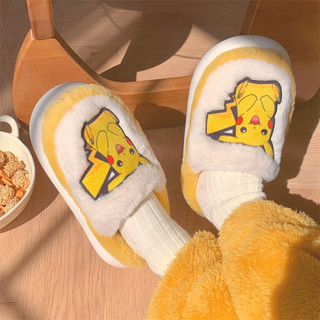 XIXITIAO Dép Cotton Pokémon Chính Hãng Co-Branded Dễ Thương Sang Trọng Pikachu Nữ Trong Nhà Lông Cừu Lót Giữ Ấm