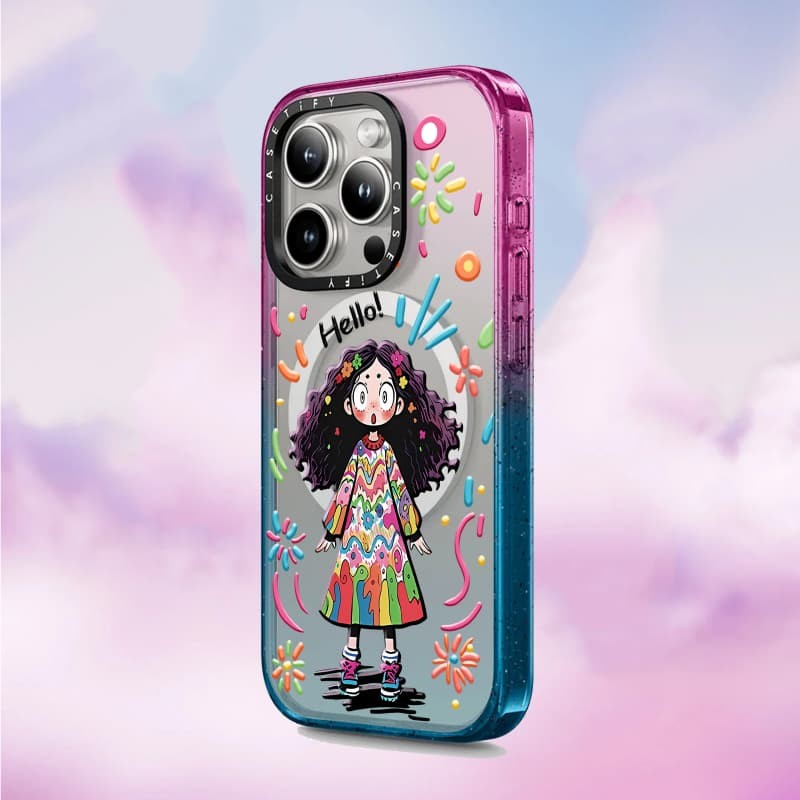 Casetify X Rainbow girl Hút Từ Tính Cứng Acrylic Ốp Lưng Cho Apple IPhone 12 13 14 15 16 Pro Max Plus Có Hộp
