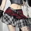Pealike Nữ Gothic Eo Tầng Xếp Ly Một Dòng Váy Mini Thẩm Mỹ Plaids In Váy Bất Đối Xứng Có Khoen Bel