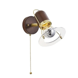 Đèn Tường Kéo Công Tắc Kính Chụp Đèn Bằng Gỗ Thân Đèn Led Sconce Thích Hợp Cho Phòng Khách Phòng Ngủ Nhà Hàng