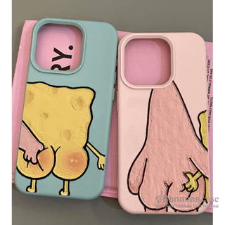 Iphone 16 15 14 13 12 11 Pro Max X Xr Xs Max Ốp Điện Thoại Hoạt Hình Anime SpongeBob SquarePants Cặp Đôi Mặt Sau Da Mềm