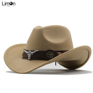 Feeeddi Đơn Giản Vành Mũ Len Jazz Mũ Phong Cách Anh Quốc Top Hat Bull Head Belt Màu Trơn Mũ Cao Bồi Phương Tây