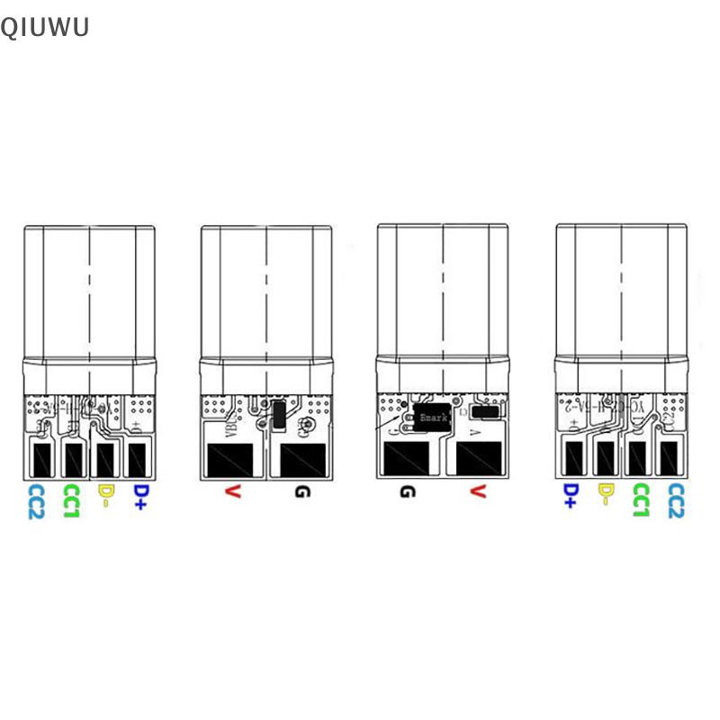 Qiuwu Sạc Nhanh Type-C USB 65W 5A Đầu Nối Nam Hàn Với 5Pin PCB + Loại A Nam 6 Pin USB DIY Bộ Sạc Dữ Liệu OTG.