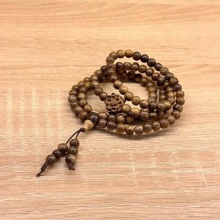[TẶNG LỘC RÙA VÀNG] Vòng Tay Trầm Hương 108 Hạt Size 6Li Mix Charm Hoa Sen Gỗ - Kèm Hộp Gấm Đựng Vòng Phụ Kiện