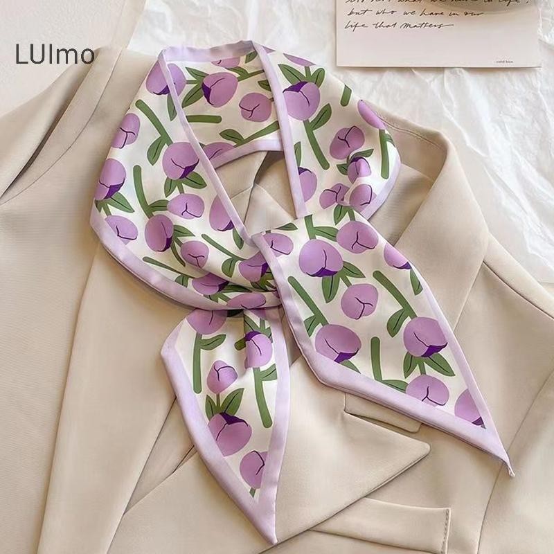 Luimo Khăn Lụa Xanh Ánh Sáng Sa Kẻ Sọc Thời Trang Đơn Giản Hoa Mỏng Tươi Mũ Dành Cho Nữ Quà Tặng sành điệu SBS