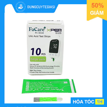 Que thử Axit Uric (gút) dành cho Máy đo đường huyết, gút, mỡ máu Facare 5 trong 1 FC-M168 (TD-4216) - Hộp 10 que