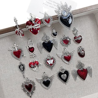 Tối Phong Cách Gothic Phóng Đại Trái Tim Chữ Thập Kho Báu Mặt Dây Chuyền Tự Làm Handmade Vòng Tay Vòng Cổ Đính Hạt Phụ Kiện Chất Liệu