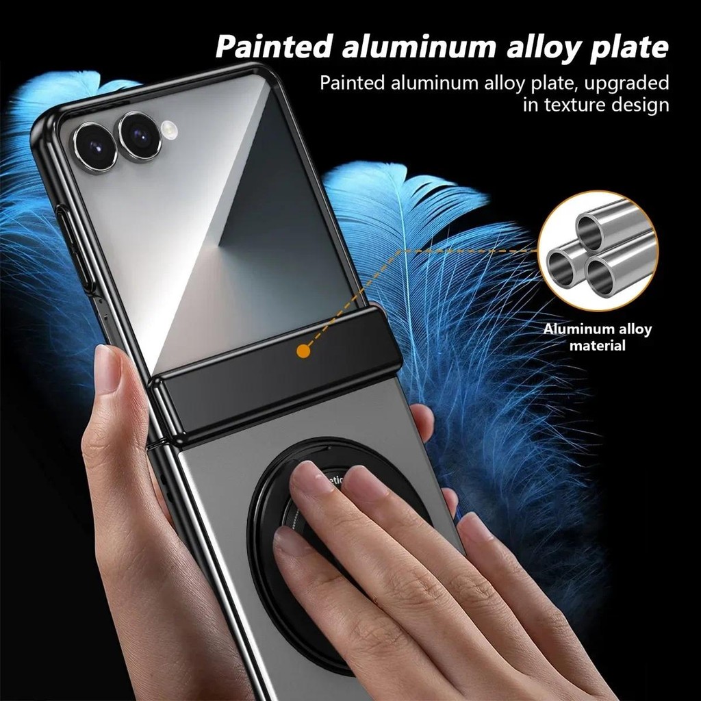 360 Xoay Vòng Giá Đỡ Bản Lề Bảo Vệ Ốp Lưng Điện Thoại Samsung Galaxy Z Flip 7 6 5 4 3 Flip7 Có Vỏ Phim Cường Lực