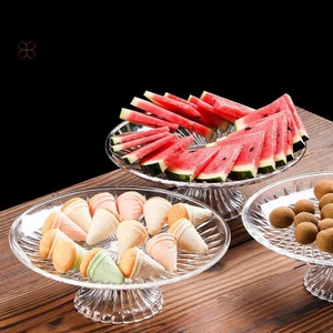 < WHPHous-t > Đĩa phục vụ trong suốt bằng Acrylic Trái cây tráng miệng Khay đựng bánh Cupcake Đế trưng bày Đĩa ăn tối tròn Đồ dùng nhà bếp