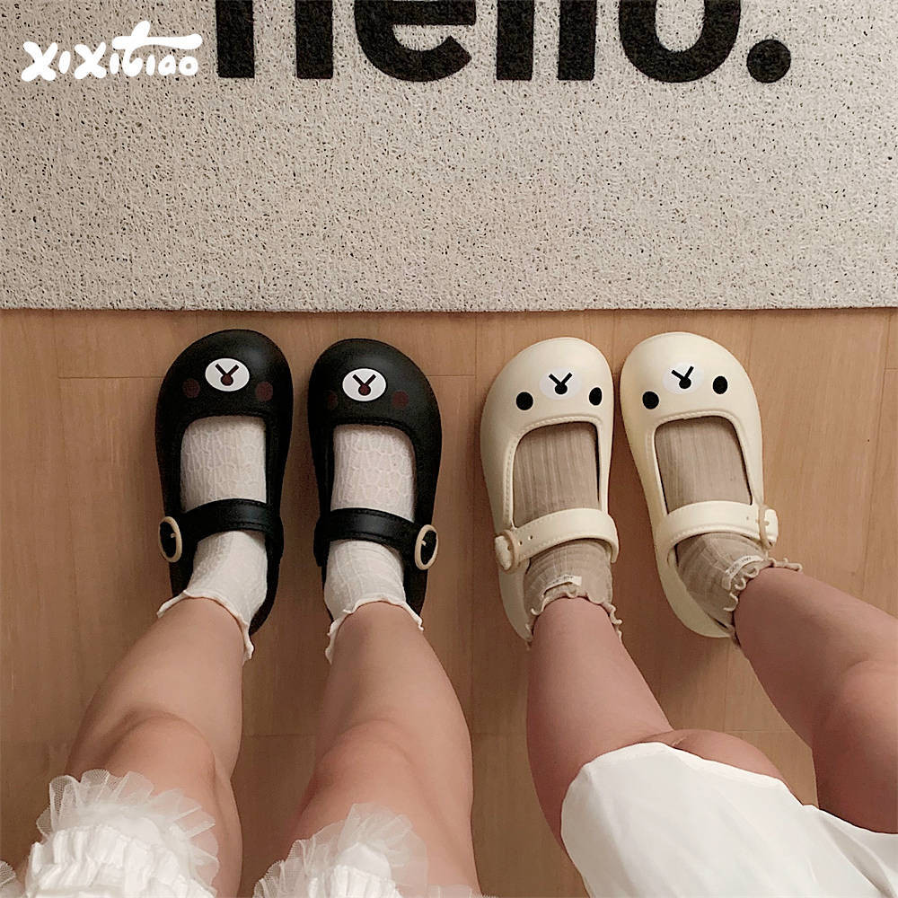 XIXITIAO Mary Jane Dép Nữ Sinh Viên Gấu Đế Dày Mùa Hè 2025 Phong Cách Mới Kỳ Nghỉ