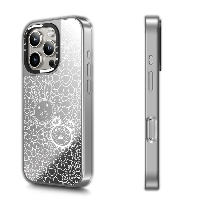 CASECASE X KAIKAI VÀ KIKI FLOWER BLOSSOM MONO Case hút từ tính Vỏ iPhone Gương đen & bạc IPhone 16 15 14 13 12 Pro Max Plus Ốp lưng cứng có hộp khắc logo