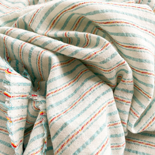 Ins Phong Cách Hàn Quốc Tươi Sợi Nhuộm Xanh Trắng Sọc Cotton Kết Cấu Vải Lanh Màu Ba Chiều Sợi Cotton Quần Áo Sơ Mi Vải
