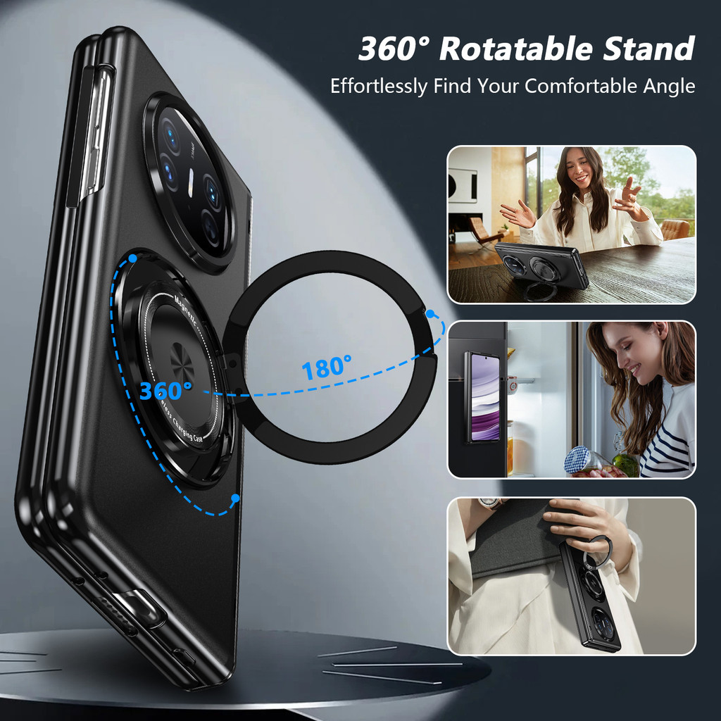 Thời Trang Mới 360 ° Xoay Vòng Từ Tính Đứng Dành Cho Huawei Mate X6 X5 X3 5G Bản Lề Mặt Sau Điện Thoại Có Bảo Vệ Màn Hình