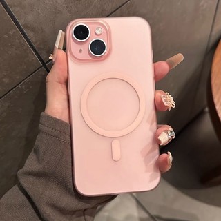 Sang Trọng Mờ Màu Hồng Mạ PC Matte Trong Suốt Từ Tính Ốp Lưng Điện Thoại iPhone 16 15 14 13 12 11 Pro Max 15Plus 14Plus 16Plus Vỏ Cứng Sạc Không Dây Bảo Vệ Từ Tính Chống Sốc
