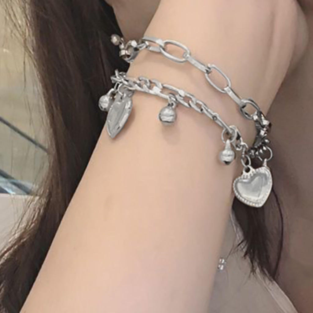 Vòng tay mặt dây chuyền hai lớp lấp lánh, dễ điều chỉnh - Trang sức thời trang cho nữ