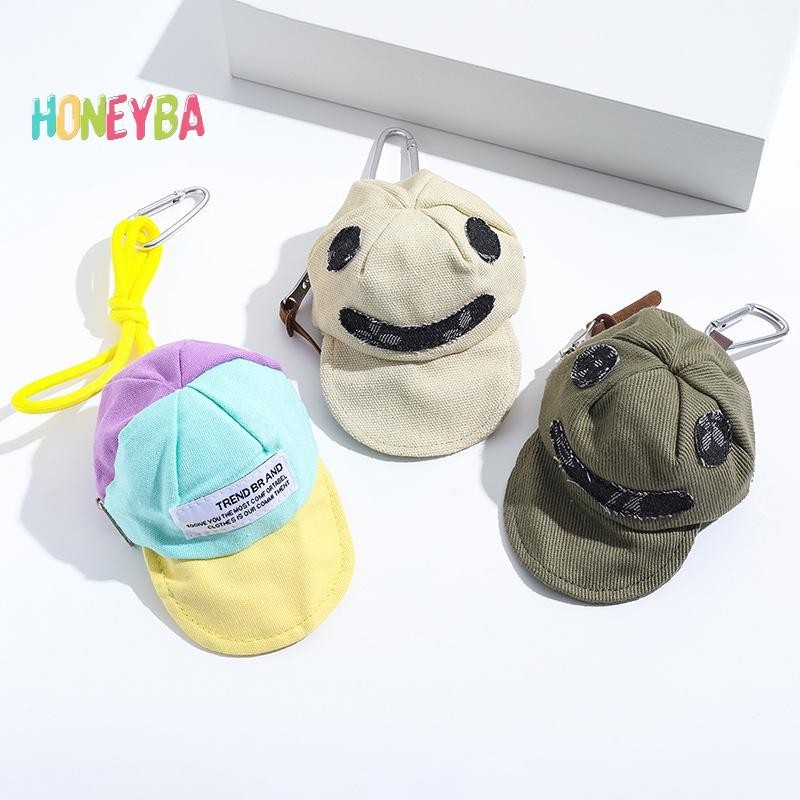 < Honeyba > Sáng Tạo Có Đỉnh Hình Mũ Ví Đựng Tiền Xu Móc Khóa Túi Ví Di Động Mặt Dây Chuyền Tai Nghe Hợp Thời Trang Tổ Chức
