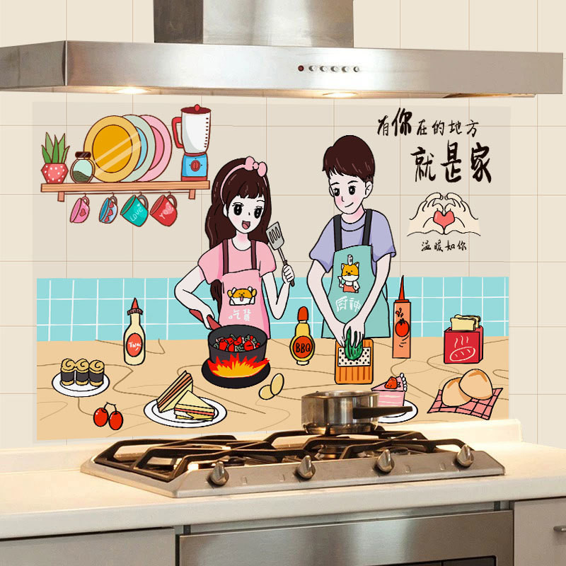 Nhà Bếp Chống Dầu Dán Tự Dính Chống Thấm Nước Chịu Nhiệt Độ Cao Giấy Dán Tường Tường Bếp Phạm Vi Hood Ngói Dán Tường Trang Trí