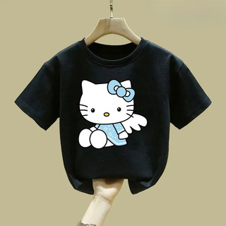 2025 Áo thun trẻ em hoạt hình Hello Kitty Loose Fit Summer Tee cho bé trai và bé gái Thiết kế dễ thương