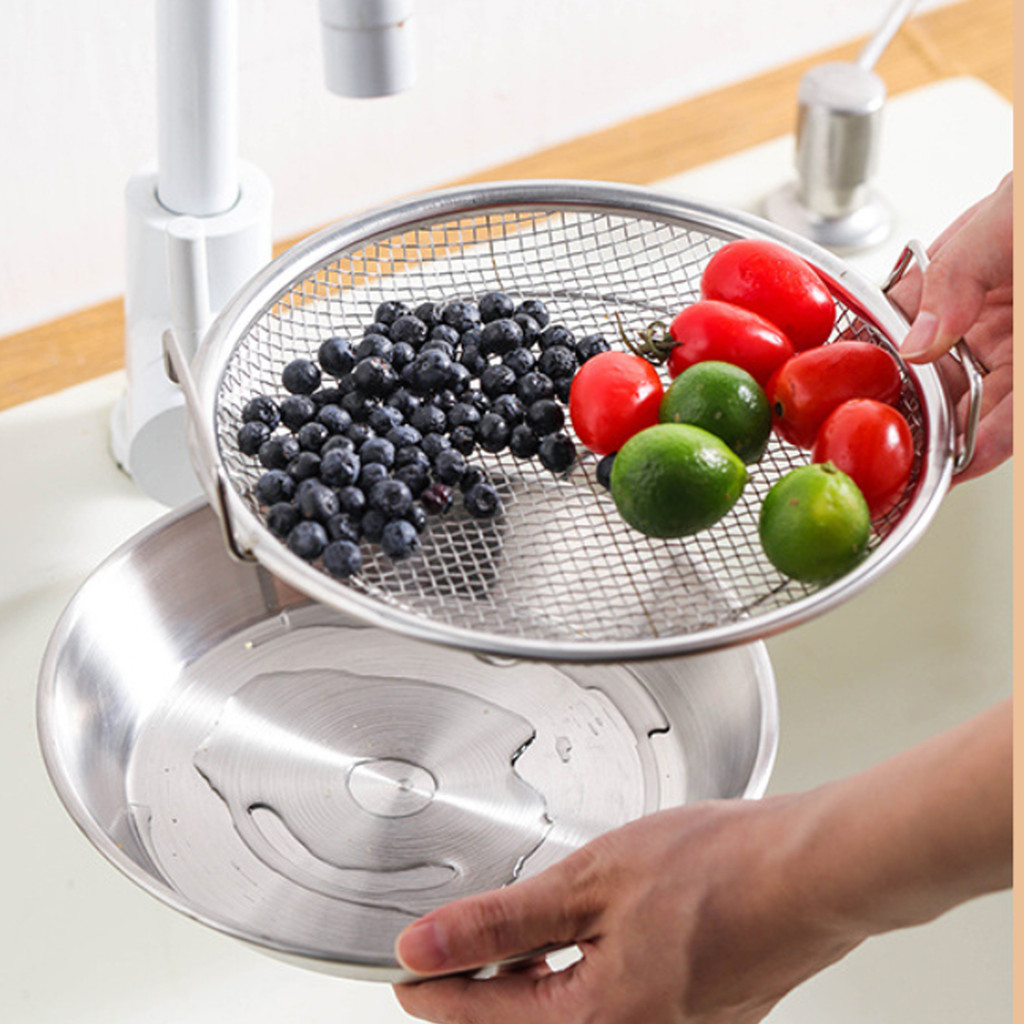 [H & L] Khay thoát dầu bằng thép không gỉ - Thiết kế lưới chống gỉ có tay cầm, Phụ kiện chiên cấp thực phẩm cho đồ ăn nhẹ / Món tráng miệng / Lọc dầu