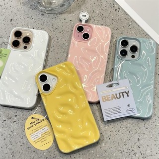 Ốp Bảo Vệ Chống Sốc TPU Mềm Cho iPhone 11 12 13 14 15 16 Pro Max Plus Ốp Điện Thoại Silicon Bề Mặt Bóng Thời Trang Có Nếp Nhăn