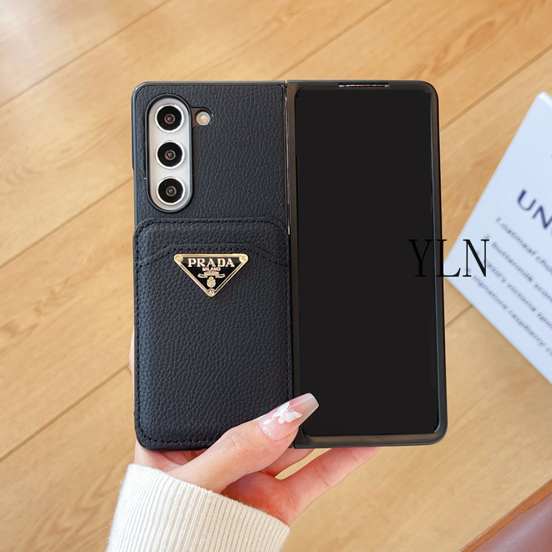 Ốp điện thoại gập lưng gấp thiết kế tối giản sang trọng cao cấp cho Samsung Galaxy Z Fold 2 3 4 5 6 7 Vỏ cổ điển độc đáo cho Z Fold7 Với giá đỡ thẻ sang trọng Vỏ bảo vệ chống sốc