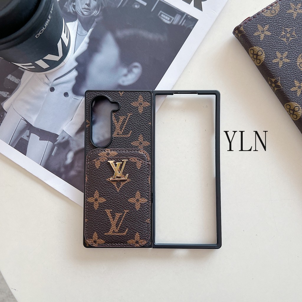 Ốp điện thoại gập lưng PU Leathe sang trọng cho Samsung Galaxy Z Fold 2 3 4 5 6 7 Vỏ phong cách cổ điển sang trọng cho Z Fold7 Với giá đỡ thẻ sang trọng Vỏ bảo vệ chống sốc