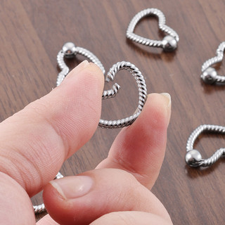 Khóa hình trái tim thép không gỉ có ren, phụ kiện trang sức DIY chống nước