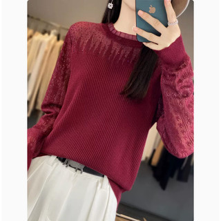 Áo len dệt kim nữ xuân thu cổ tròn rời, style Hàn Quốc
