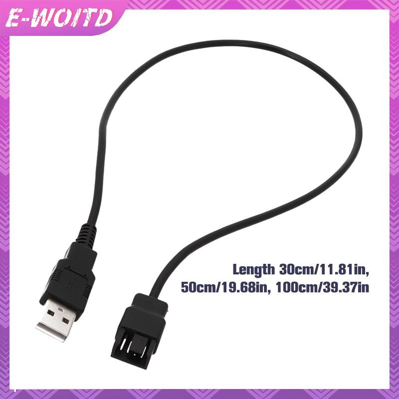 E-woitd 30 / 50 / 100CM 3 / 4 Pin Quạt Sang USB Adapter Cáp Máy Tính Pc Quạt Nguồn Cáp Kết Nối Bộ Chuyển Đổi HNVN