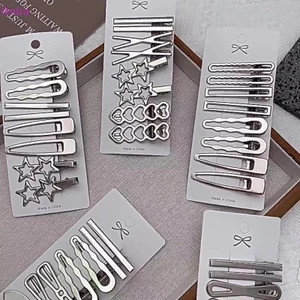 Onba 8 Chiếc Kẹp Tóc Kim Loại Bạc Có Nổ Vỡ Ở Bên Cạnh Nhiều Phong Cách Liền Mạch Mỏ Vịt Kẹp Bé Gái Phụ Kiện Tóc VN