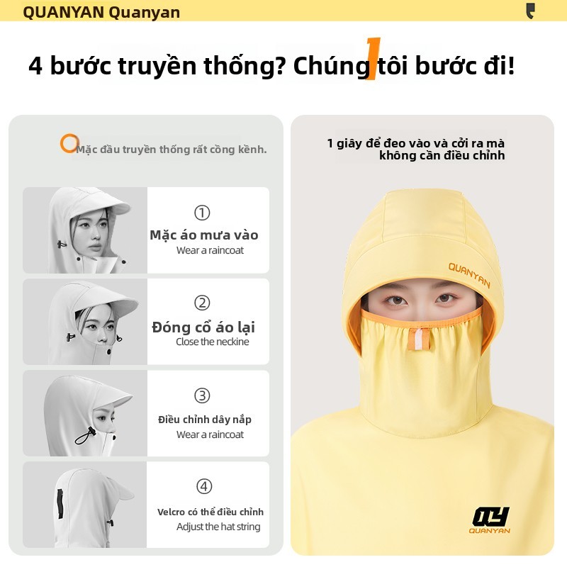 Áo Mưa Cho Người Đi Xe Máy Chống Mưa Lớn Toàn Thân Dày Dạng Liền Mũ Chống Thấm Nước