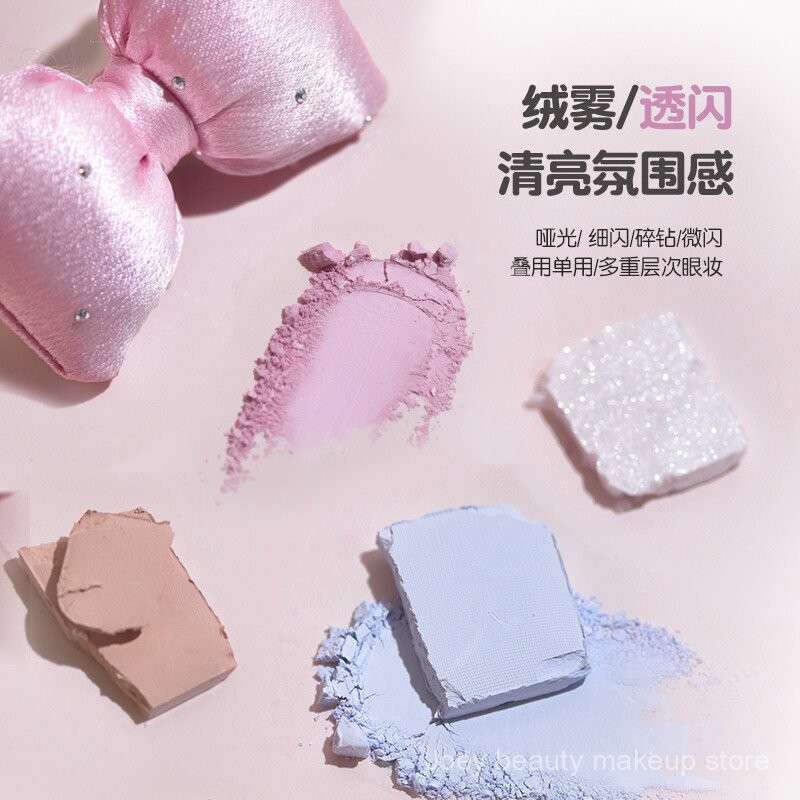 Bảng phấn mắt GOGO TALES Matte Pearl Blue Eyeshadow hun khói Cam Hồng Highlight ON6F