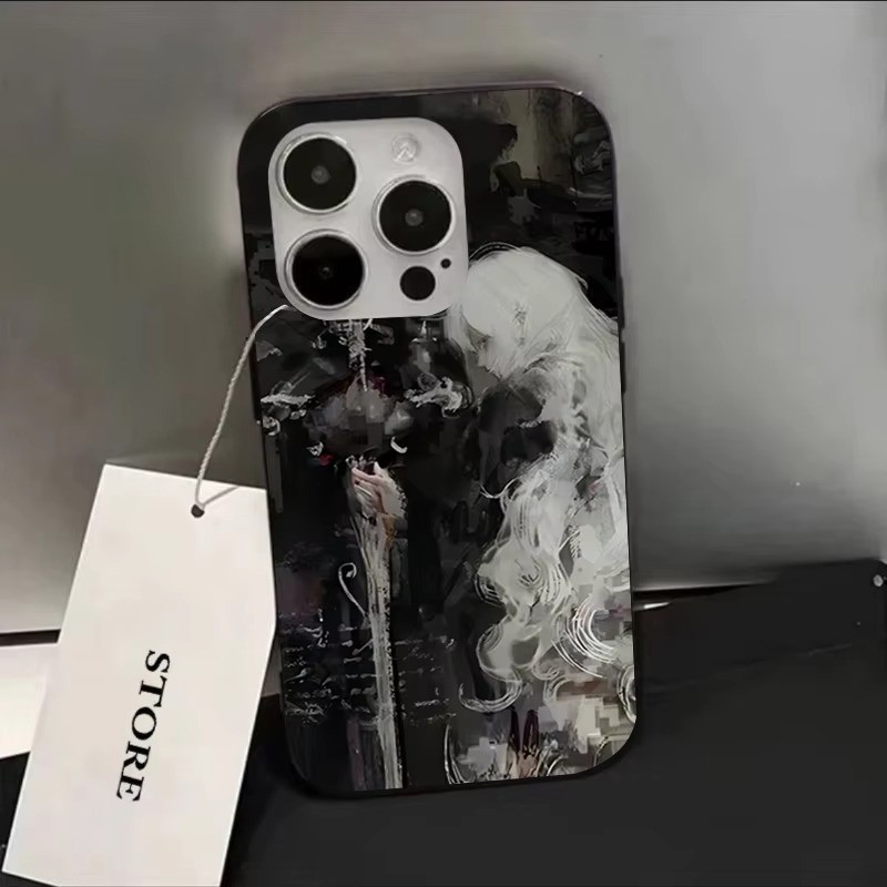 Ốp Điện Thoại Phù Thủy Tóc Kiếm & Trắng Cho iPhone 16 15 14 13 12 11 Pro XS Max 7 8 Plus SE2 Tranh Nghệ Thuật Trung Cổ TPU Chống Sốc Mềm