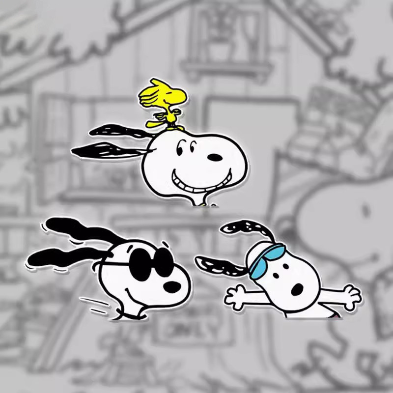 Xe Hoạt Hình Anime Dán Snoopy Xe Hơi Dễ Thương Xe Điện Xe Trang Trí Xe Máy Dán