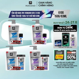 [TẶNG Chai 150G/Xịt 63ml] Tắm gội cho nam 2in1 Romano Gen Z Hương Forest Cedar/ Sea Breeze 610g (Tặng mùi ngẫu nhiên)