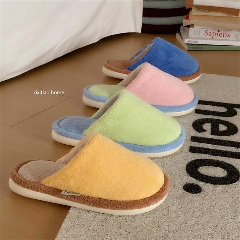 XIXITIAO Dép Cotton Mùa Đông Nhật Bản Thời Trang Nam Nữ Cặp Đôi Thời Trang Nhà