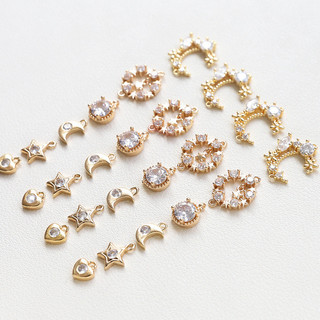 Đồng mạ vàng zirconi ngôi sao, mặt trăng, trái tim - Dây chuyền nhỏ tự làm handmade, trang sức bông tai và vòng cổ