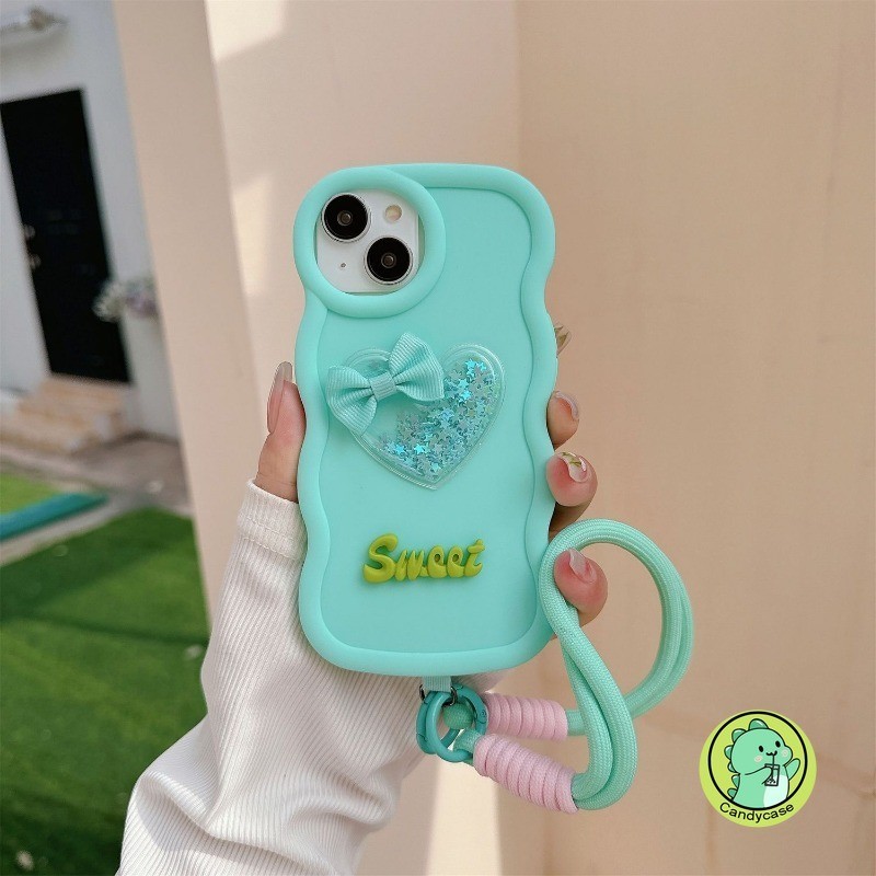 Ốp Điện Thoại Màu Macaron Lấp Lánh Cho iTEL A90 A80 A0 A56 Pro A23 A18 A16 A50C A06 A05S A04 S25 Ultra S23 S18 5G 4G Ốp Lưng Mềm 3D Love Bow Wave Matte Có Dây Buộc