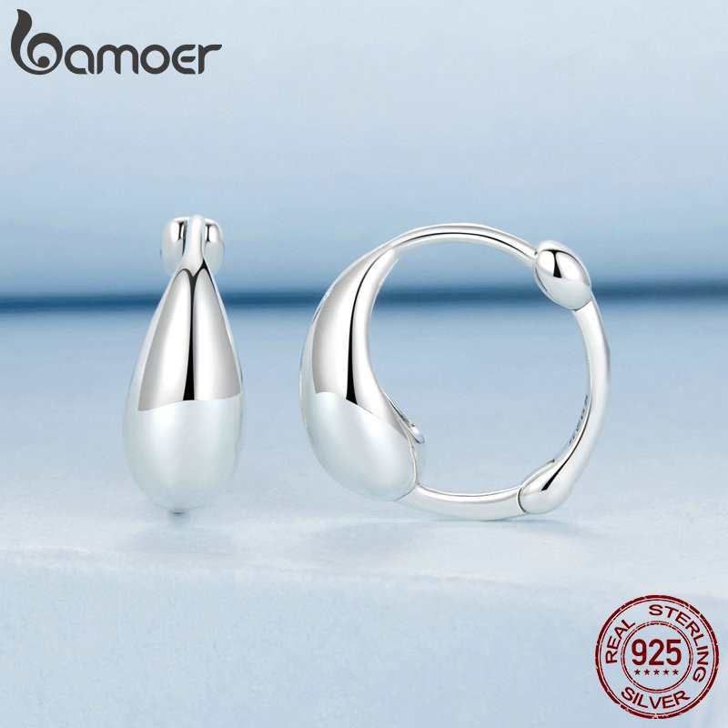 Bamoer 925 Sterling Sliver Bông Tai Nước Thiết Kế Giọt Nước Trang Sức Quà Tặng Cho Nữ