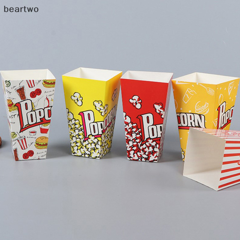 < Beartwo > 10 Cái Hộp Giấy Bắp Rang Sọc Đỏ Trắng Túi Đựng Đồ Ăn Nhẹ Cho Bé Tắm Sinh Nhật Đồ Dùng Dự Tiệc Đẹp