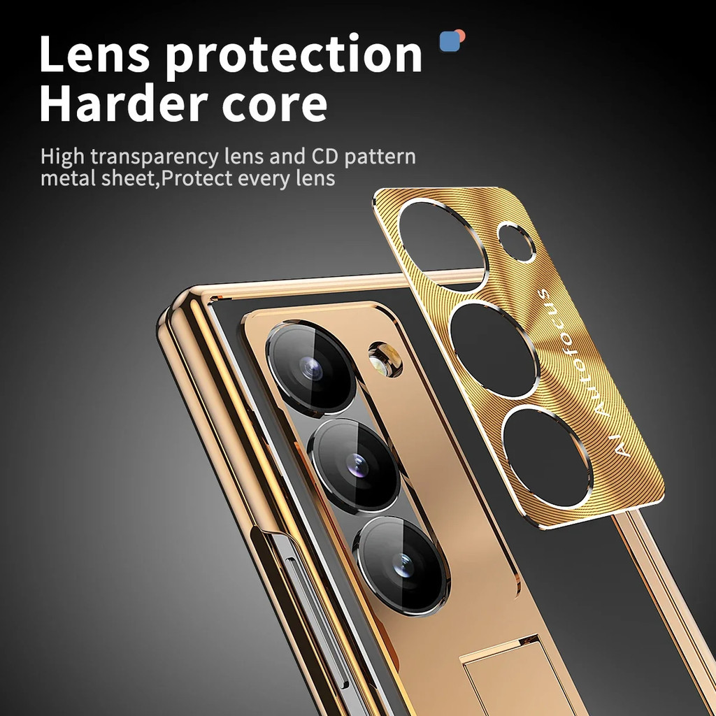 Kim Loại Hợp Kim Nhôm Dành Cho Samsung Galaxy Z Fold 7 6 5 4 3 Có Bút Cảm Ứng Da Bảo Vệ Toàn Diện Kính Phim Đứng Gấp Bao