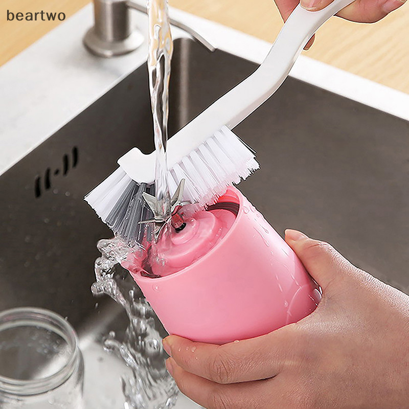< Beartwo > 1 Bàn Chải Vệ Sinh Tay Cầm Dài Bình Sữa Thủy Tinh Ống Vệ Sinh Bàn Chải Nhựa Làm Sạch Đĩa Dụng Cụ Nhà Bếp Gia Đình Đẹp
